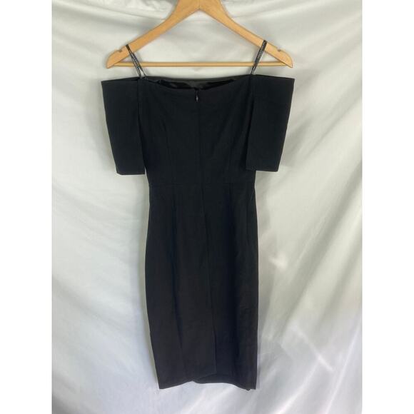 VINCE CAMUTO OFF THE SHOULDER POPOVER RUCHED BLACK DRESS size 4 - Picture 5 of 7